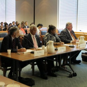 Marc Mauer of The Sentencing Project, Hilary Shelton of the NAACP, Washington, D.C., Jesselyn McCurdy of the ACLU and Pat Nolan of the Prison Fellowship, testify at crack-cocaine retroactivity hearing in 2011.            